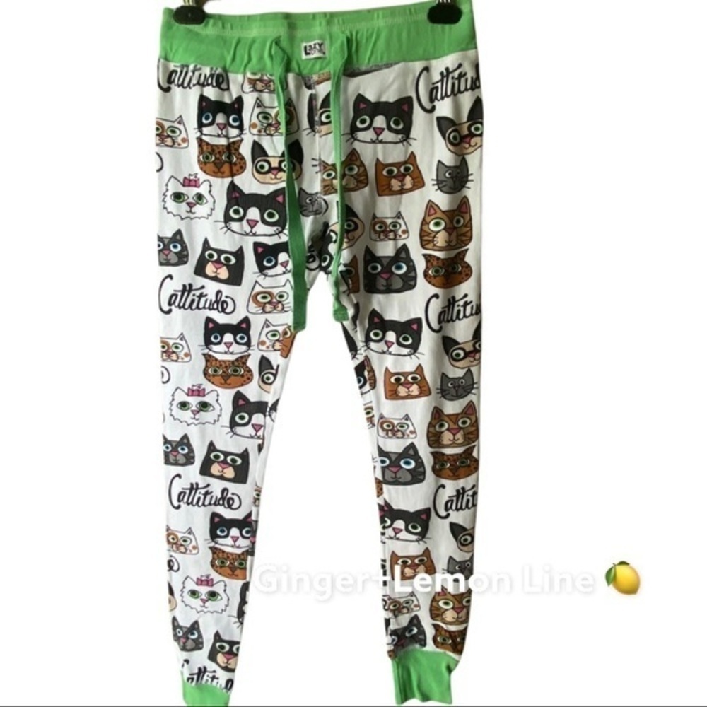 LAZY ONE Cattitude Pajama Pants Small EUC - Picture 2 of 9